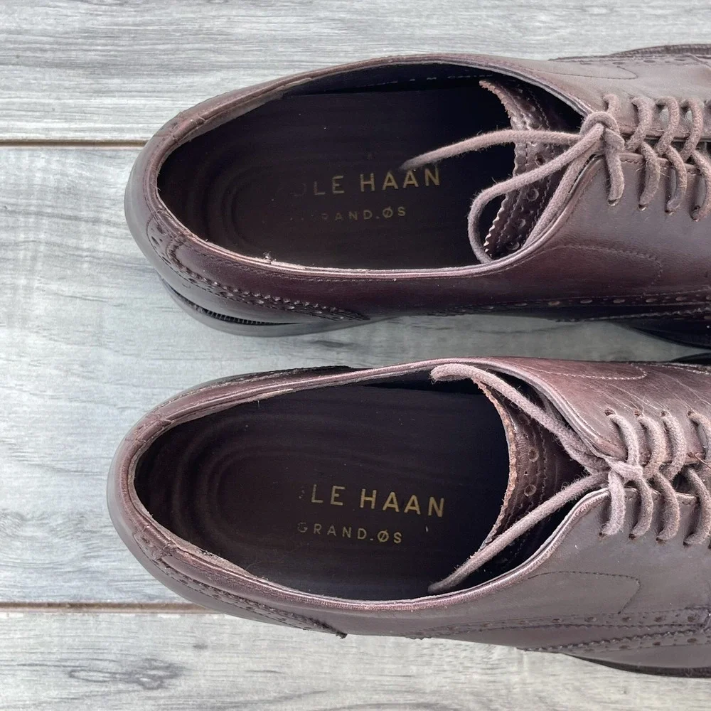 COLE HAAN Grand OS Wingtip Oxfords Men 8M Brown Leather Watson Brogue Dress Shoe
